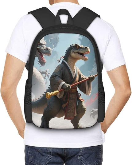 Warrior Dinosaur Notebook Backpack Fits 15 Inch Laptop Hiking Backpack Rucksack For Men Women