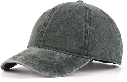 XXL Oversize Washed Denim Baseball Cap,Low Profile Jean Sports Cap for Big Heads 23.5"-25.5",Large Pigment Dyed Dad Hat