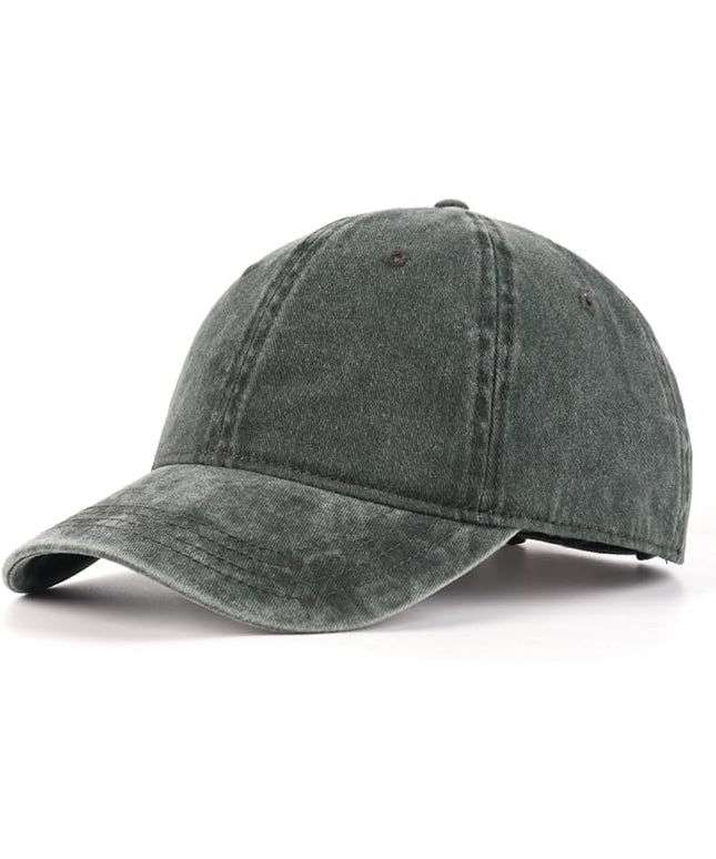 XXL Oversize Washed Denim Baseball Cap,Low Profile Jean Sports Cap for Big Heads 23.5"-25.5",Large Pigment Dyed Dad Hat