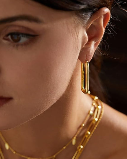 18K Gold Plated Chunky Hoop Earrings for Women Fashion Thick Gold Hoops Set Jewelry for Birthday Christmas Gifts