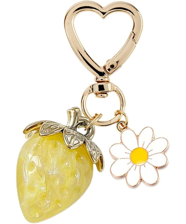 Agromusk Cute Strawberry Keychain,Bag Charms,Kawaii Heart Flower Daisy Key chains Accessories Decor for Girls Purse Gift