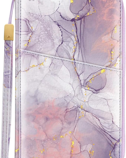 Family Passport Holder Wallet RFID Blocking Document Organizer PU Leather Mulit-purpose Travel Wallet Credit Cards Case for Women Men, Smokey Purple