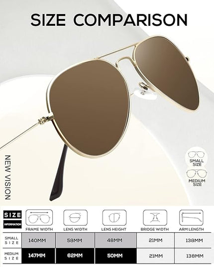 KALIYADI Classic Aviator Sunglasses for Men Women Driving Sun glasses Polarized Lens UV Blocking