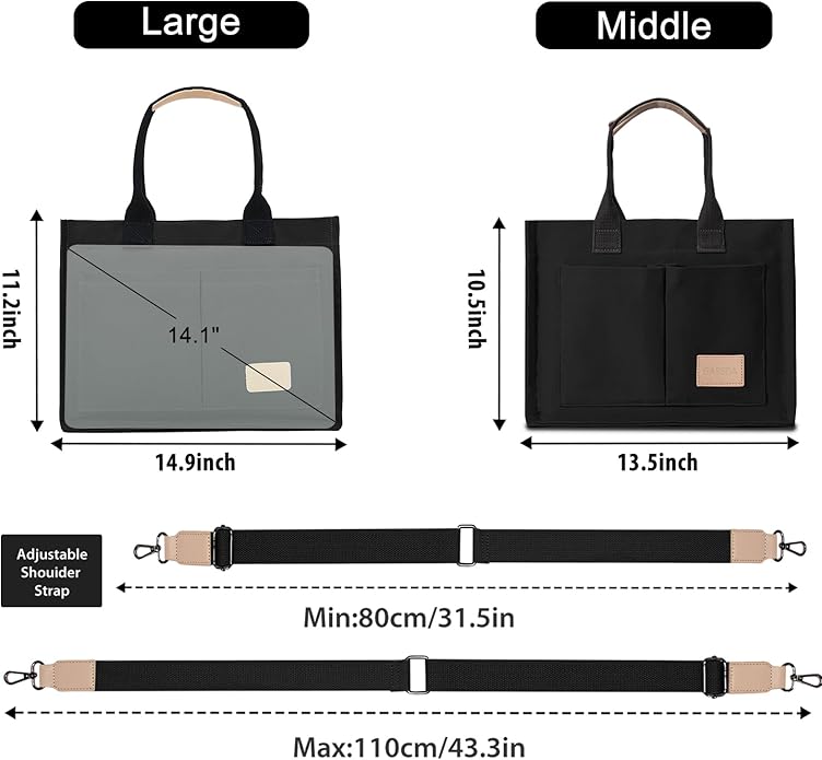 Canvas Tote Bag for Women Crossbody Work Purse with Pockets Top Handle Handbag Satchel Bags for Travel Nurse Teacher