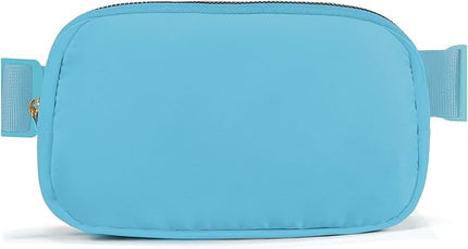 Cwualo Belt Bag Zipper Fanny Pack Crossbody Bags for Women,Fashion Nylon Waist Packs, Water Repellent Two Way wear with Adjustable Strap Gifts for Teenage Girls Women Men (lake blue)