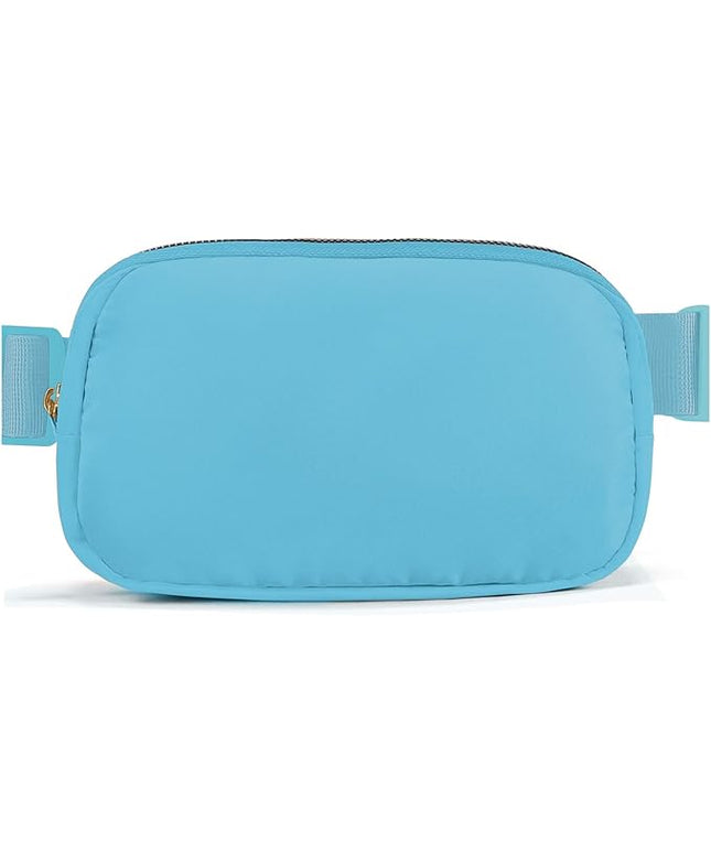 Cwualo Belt Bag Zipper Fanny Pack Crossbody Bags for Women,Fashion Nylon Waist Packs, Water Repellent Two Way wear with Adjustable Strap Gifts for Teenage Girls Women Men (lake blue)