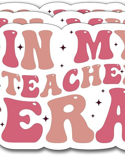 (3Pcs) in My Teacher Era Sticker, Sticker Gifts Teacher Decorate Books, Laptops, Water Bottles Kindles Stickers, Phones Tumbler Waterproof Vinyl 3" Inch