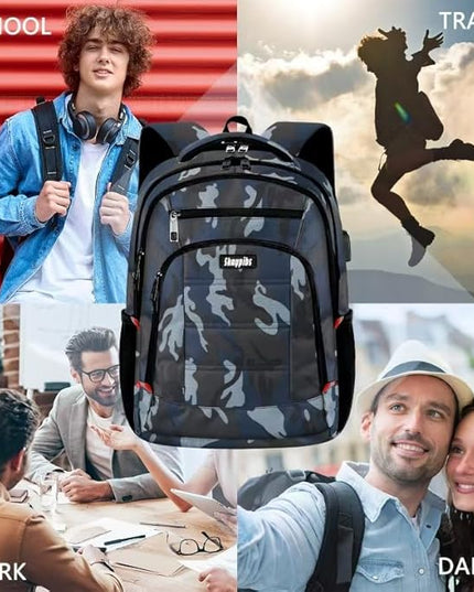 Laptop Backpack for Men,School Backpack with USB Charging Port,Water Resistant Backpack for teens boys,Business Work College bookbag,book bag Fits 15.6 Inch,Blue Back Pack