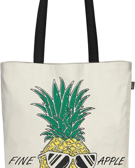 Ecoright Tote Bag for Women with Zipper, Small Tote Bag, Canvas Bag, Reusable Cotton Bag for Beach, Grocery, School & Work