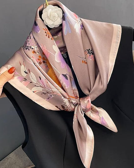 MINIDORA Satin Scarves for Women 27.5 × 27.5 inches Medium Square Elegant Silk Feeling Head Scarf