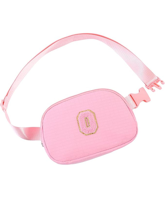Glratn Initial Letter Fanny Pack for Girls,Patch Belt Bag,Toddler Crossbody Bags，Gifts for 3 4 5 6 7 8 9 10 11 12 Year Old Teens Kids,Christmas Graduation Gifts for Teen Girls.(Pink-O)