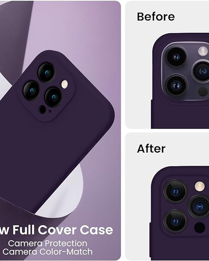 FireNova Designed for iPhone 14 Pro Max Case, Silicone Upgraded [Camera Protection] Case with [2 Screen Protectors], Soft Anti-Scratch Microfiber Lining Inside, 6.7 inch, Purple