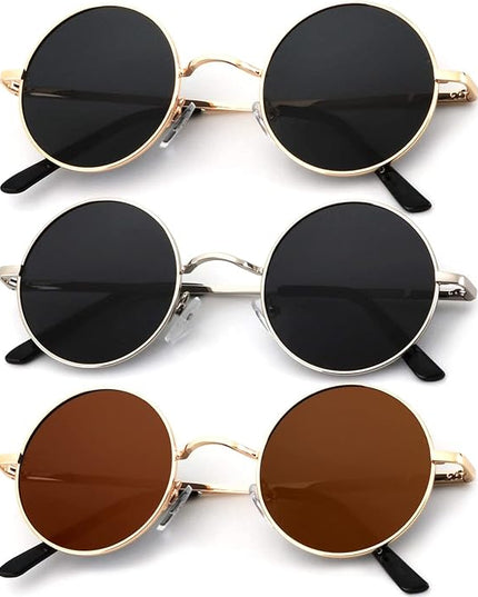 KALIYADI Round Polarized Sunglasses for Men Women Retro Metal Hippie Circle Style Sun Glasses UV Protection