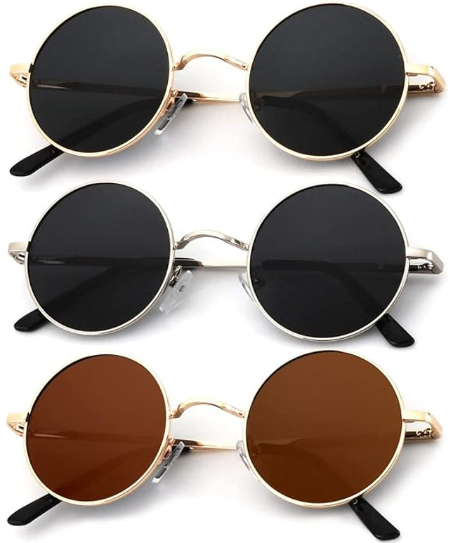 KALIYADI Round Polarized Sunglasses for Men Women Retro Metal Hippie Circle Style Sun Glasses UV Protection