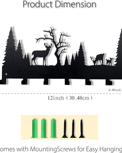 BooWoodNeonMetal Wall Mounted Key Rack | Metal Key Rack Hook Organizer | Metal Key Organizer with 7 Hooks Wall Decoration for Front Door, Hallway, Kitchen, Office