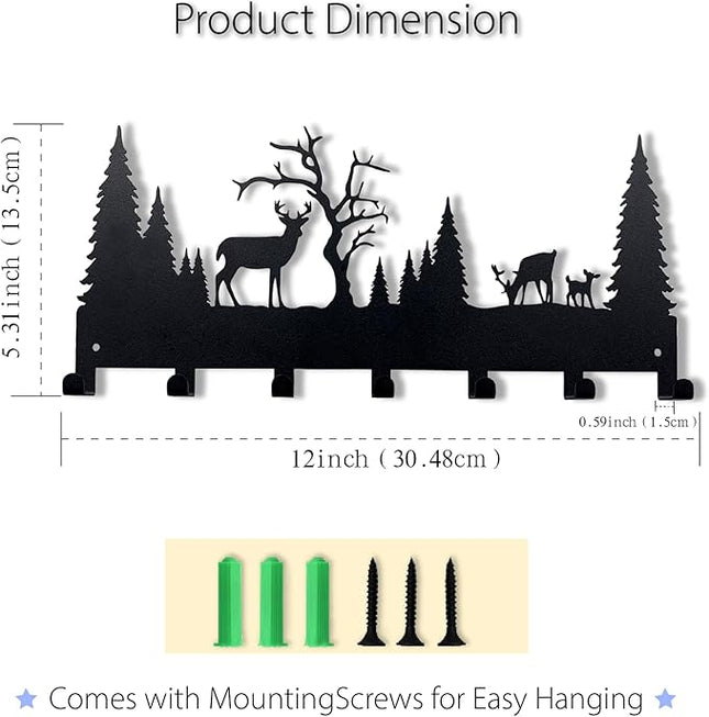 BooWoodNeonMetal Wall Mounted Key Rack | Metal Key Rack Hook Organizer | Metal Key Organizer with 7 Hooks Wall Decoration for Front Door, Hallway, Kitchen, Office