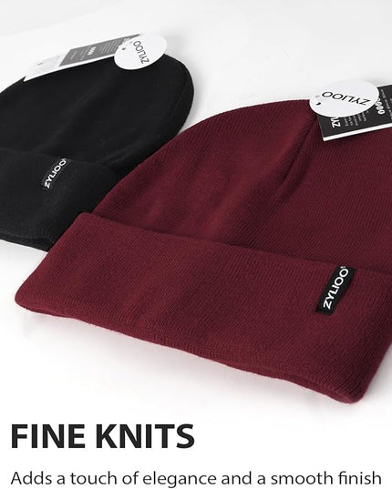 Zylioo Oversize Beanie Hats, XXL Big Size Ribbed Knit Cuffed Winter Hat for Cold Weather, Warm Skull Watch Cap