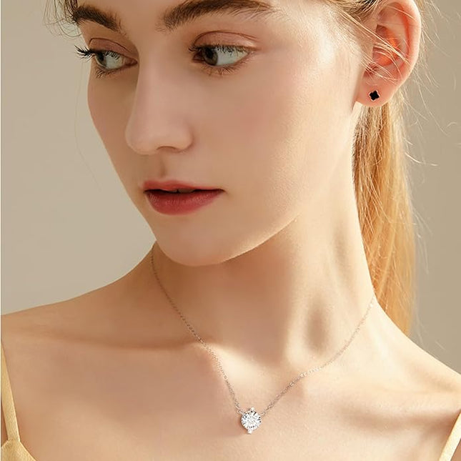 G&GEMSJEW Heart Necklaces for Women, 1-2 Carats Moissanite, 18K White Gold-Plated 925 Sterling Silver Round Brilliant Cut Moissanite Imitation Diamond Necklaces, Jewelry Gifts for Christmas Valentine's Day,Anniversary Present for Wife Women