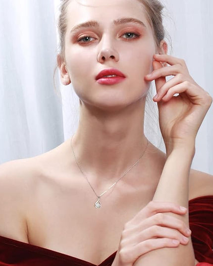 FANCIME 14K Solid Gold Birthstone Pendant with Sterling Silver Chain Infinity Gemstone Necklace Fine Jewelry Anniversary Birthday Christmas Gifts for Women Wife Her