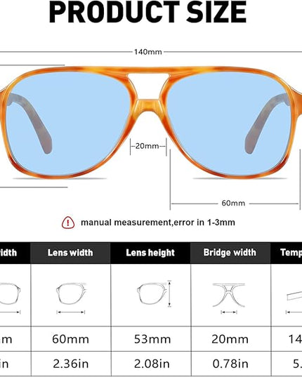 YDAOWKN Retro Aviator Sunglasses for Women Mens Large Frame Classic Vintage 70s Sun Glasses Aviators