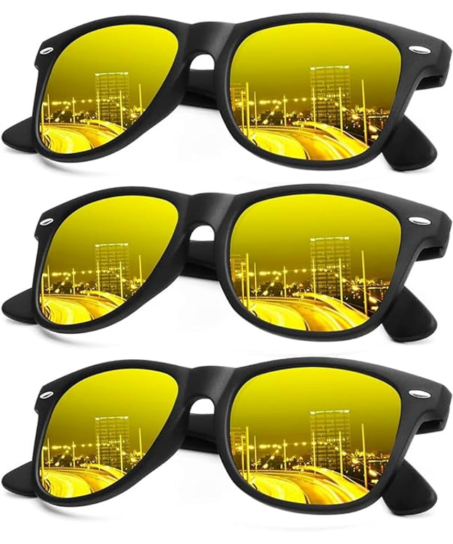 KALIYADI Polarized Sunglasses for Men and Women Matte Finish Sun glasses Color Mirror Lens UV Blocking (3 Pack)