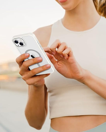 Hython Case for iPhone 13 Case Magnetic Translucent Matte Phone Cases 6.1" [Compatible with MagSafe] Thin Slim Fit Shockproof Bumper Hard Protective Cover for Women Men Girls, Frosted Cream White
