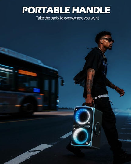 Party Bluetooth Speaker - 240W Peak Loud Speaker, Dazzling Light Show, Deep Bass, IPX4 Waterproof, 15H Battery, TWS Pairing, BT 5.3 Wireless, Portable for Home/Outdoor/Beach/Pool Party