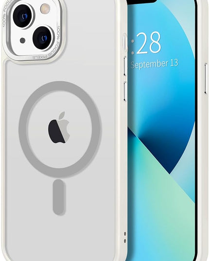 Hython Case for iPhone 13 Case Magnetic Translucent Matte Phone Cases 6.1" [Compatible with MagSafe] Thin Slim Fit Shockproof Bumper Hard Protective Cover for Women Men Girls, Frosted Cream White