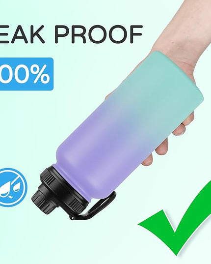 DOMICARE 40 oz Insulated Water Bottle Bulk, Vacuum Insulated Stainless Steel Sports Water Bottle with Straw Lid & Spout Lid, Leakproof, Reusable - Travel, Camping, Bike, Purple Green Gradient(4 Pack)