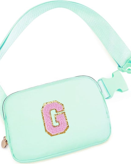 Uygafly Belt Bag Fanny Pack Crossbody Bags with Initials Letter Patch Cute Stuff Birthday Gifts for Teenager Girls Trendy Stuff for Teens | Light Green,G