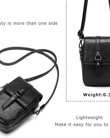 myfriday Vintage Crossbody Phone Bag for Women, Small PU Leather Shoulder Purse and Handbag with Tassel&Rivet Decoration