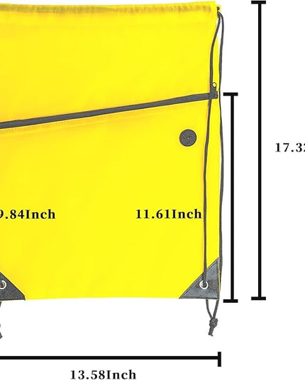 CODOBON Lightweight Drawstring Backpack – Foldable with 2 Compartments & Zip Pocket | Cable Port for Easy Access | Eco-Friendly for Gym, Travel, Everyday Use (20L, Yellow)