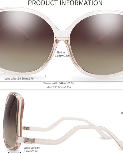The Fresh Women's Oversized Square Jackie O Cat Eye Hybrid Butterfly Fashion Sunglasses - Exquisite Packaging