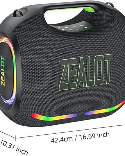 ZEALOT 250W Bluetooth Speaker, ZE21 Portable Speaker/Powerful Sound and Deep Bass, Multi-Device Pairing, IPX6 Waterproof, 5.3 BT, 48000mAh Long Playtime for Party, Outdoor, Home, Travel (Black)