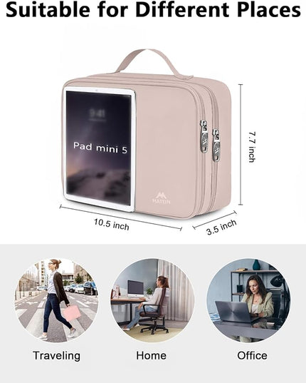 MATEIN Electronic Organizer Travel Case for Women, Double Layers Electronic Accessories Case with Handle, Portable Cord Organizer Travel for Cord, Charger, Phone, Earphone, Tablet, Pink Gift