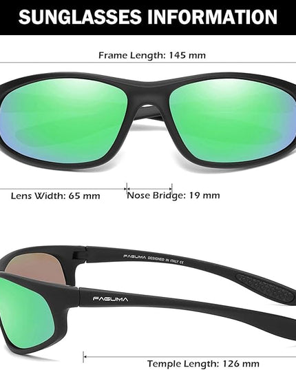 FAGUMA Polarized Sports Sunglasses For Men Cycling Driving Fishing UV400 Protection