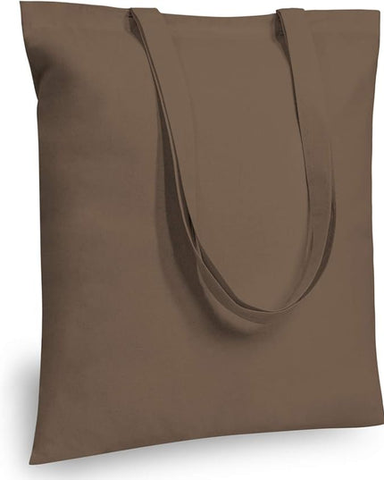 TOPDesign 6-Pack Economical 16"x15" Brown Cotton Tote Bag, Lightweight Medium Reusable Grocery Shopping Cloth Bags, Suitable for DIY, Advertising, Promotion, Gift, Activity
