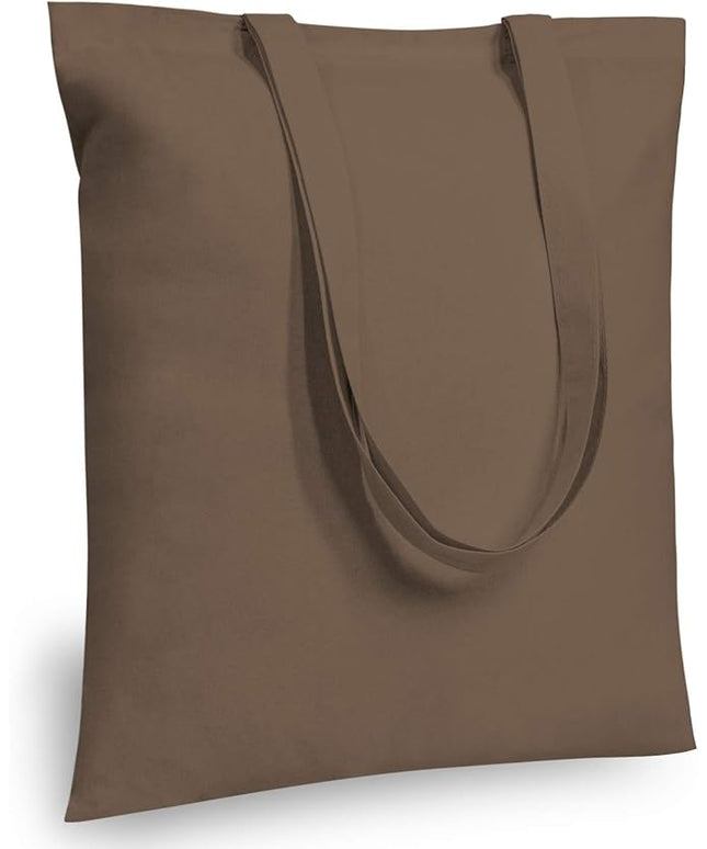 TOPDesign 6-Pack Economical 16"x15" Brown Cotton Tote Bag, Lightweight Medium Reusable Grocery Shopping Cloth Bags, Suitable for DIY, Advertising, Promotion, Gift, Activity
