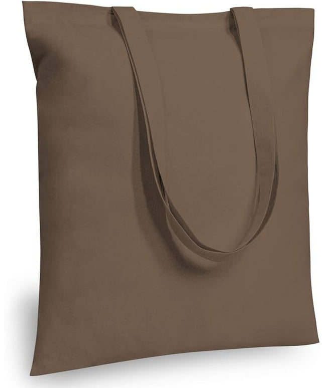 TOPDesign 12-Pack Economical 16"x15" Brown Cotton Tote Bag, Lightweight Medium Reusable Grocery Shopping Cloth Bags, Suitable for DIY, Advertising, Promotion, Gift, Activity