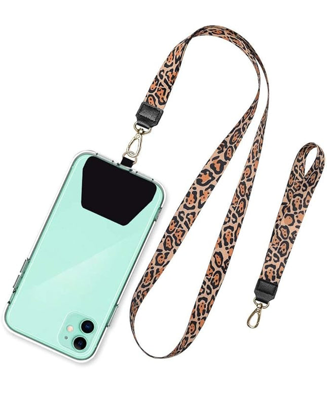SHANSHUI Phone Strap, Universal Cell Phone Neck Lanyard Wrist Lanyard Tether Lanyard for Smartphone Safety Tether System Key Chain Holder - Cheetah