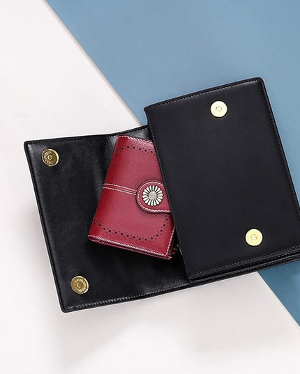 SENDEFN Small Womens Wallet Leather Bifold Card Holder RFID Blocking with Zipper Coin Pocket