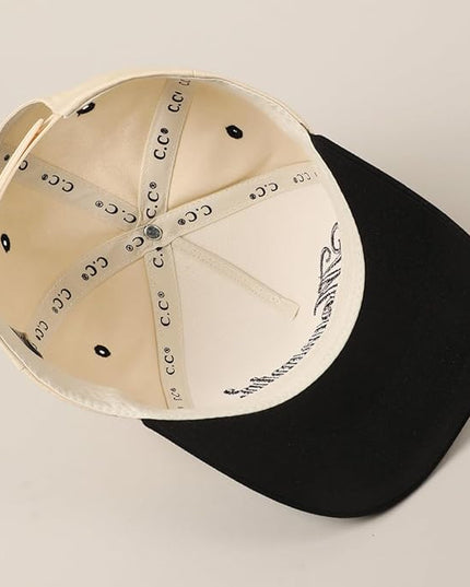 MIRMARU Two-Tone Vintage Canvas Trucker Hats for Men & Women, Adjustable Size Baseball Caps with Trendy Embroidered Design