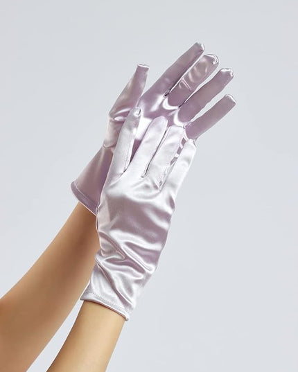 Sahabowi Satin Gloves Formal Bridal Banquet Party Wedding Opera Solid Colorful Mitten For Women