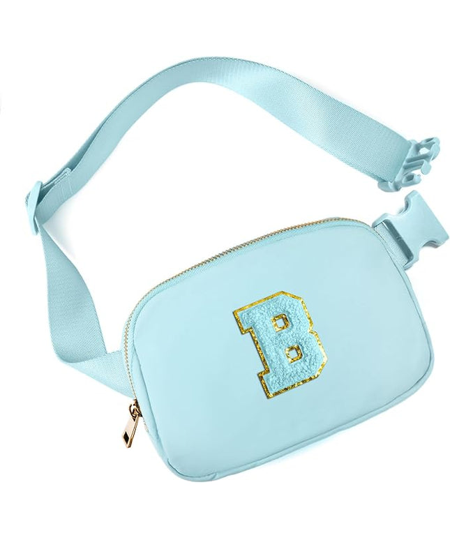Gitus Gifts for 8 9 10 11 12 Year Old Girls Belt Bag Fanny Pack Crossbody Bags with Initial Letter Patch Cute Stuff Birthday Gifts for Teen Girls Women Personalized Trend Stuff (Icing Blue-B)