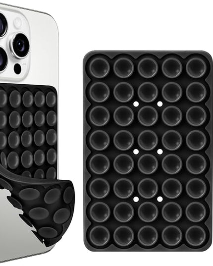 1 Pack Black Double Sided Silicone Suction Cup Phone Case Mount, Hands-Free Strong Grip Holder for Selfies and Videos, Compatible with iPhone and Android