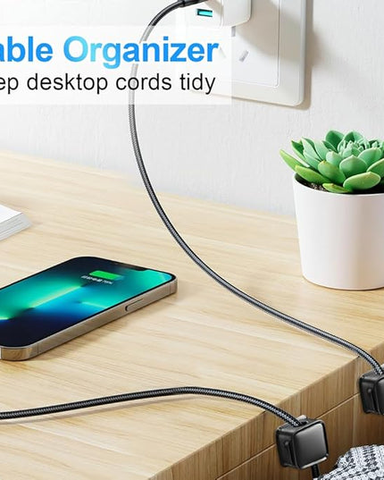 18 Pack Cord Organizer Holder,Magnetic Cable Clips Management, Easy Adhesive Phone USB Charger Cord Keeper, Hide Or Organize Desk Cable for Kitchen, Office, Car, Nightstand （Black）