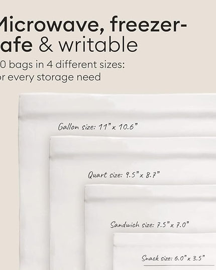 Vove Compostable Storage Bags 140 Ct Multi-Size (S/M/L/XL) – PFAS-Free, BPI Certified, Freezer Safe with Airtight Seal for Food & Meal Prep, Plant-Based