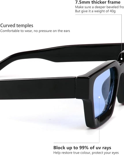 Trendy Square Sunglasses for Men Women Fashion Thick Rectangle Sun Glasses UV Protection Shades Designer Style