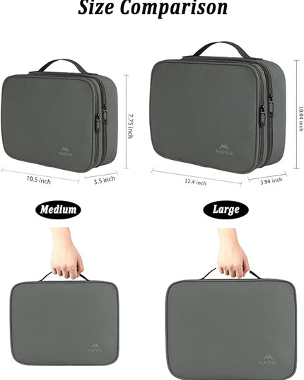 MATEIN Electronics Organizer Travel Case, Large Cable Storage Bag, Water Resistant Carrying Case with Handle, Tech Organizer for Tablet (Up to 12.9inch), USB Charger, Clipper, Grey