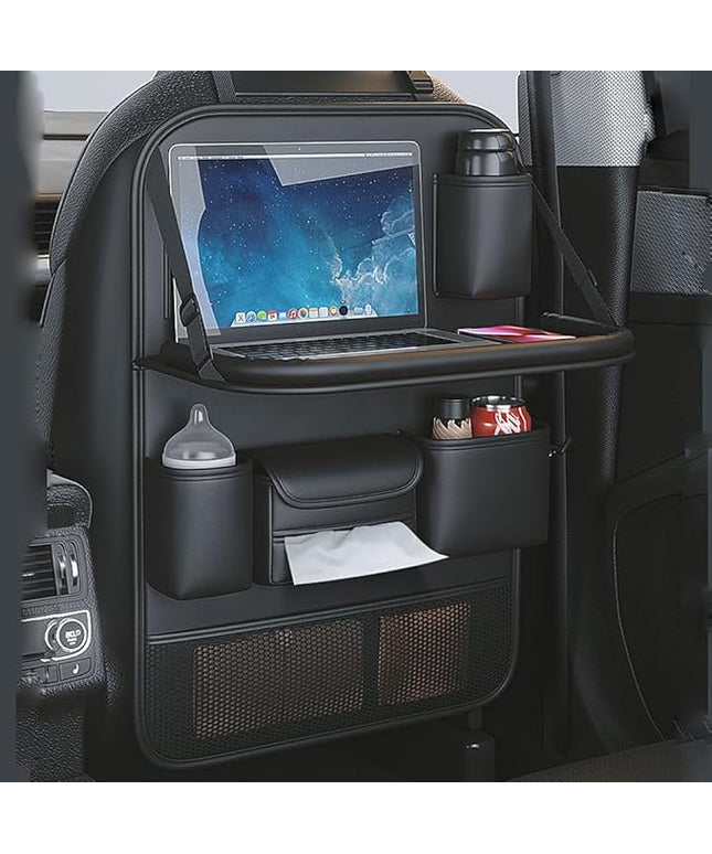 Car Seat Organizers,Multi-functional Back Seat Protectors, Storage Pouches, and Tray Holders (for Cars, Kids, Seat Back and Rear Seats)（Leather 1 Pcs）